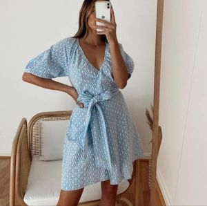 Minkpink Vale Mini Wrap Dress Cornflower Blue Medium